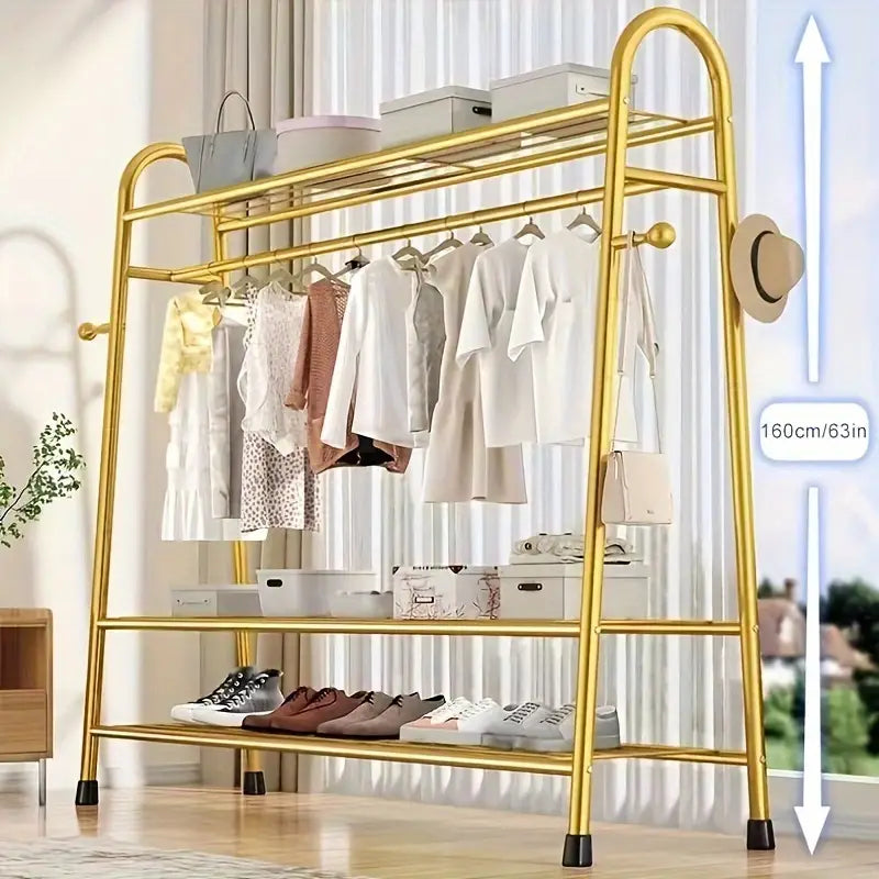 SpaceSaver® Gold Rack Metal Hook Shoes Clothes Rack Bedroom Room Furniture