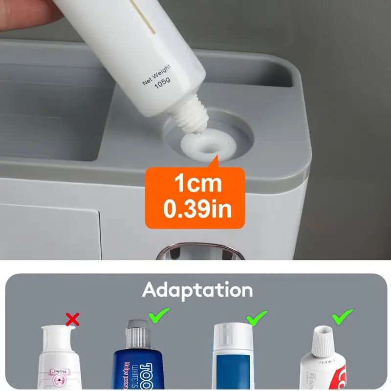 SpaceSaver® Toothbrush Holder With Gargle Cup Automatic Toothpaste Dispenser