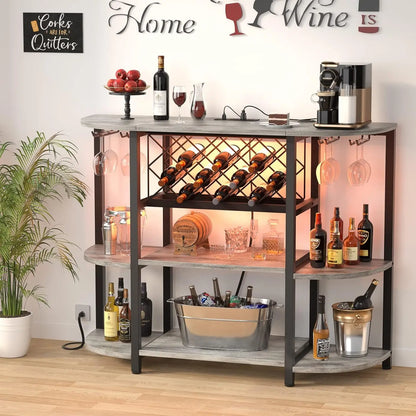 SpaceSaver® Liquor Glass Holder Wine Rack Storage with Outlet and LED Light