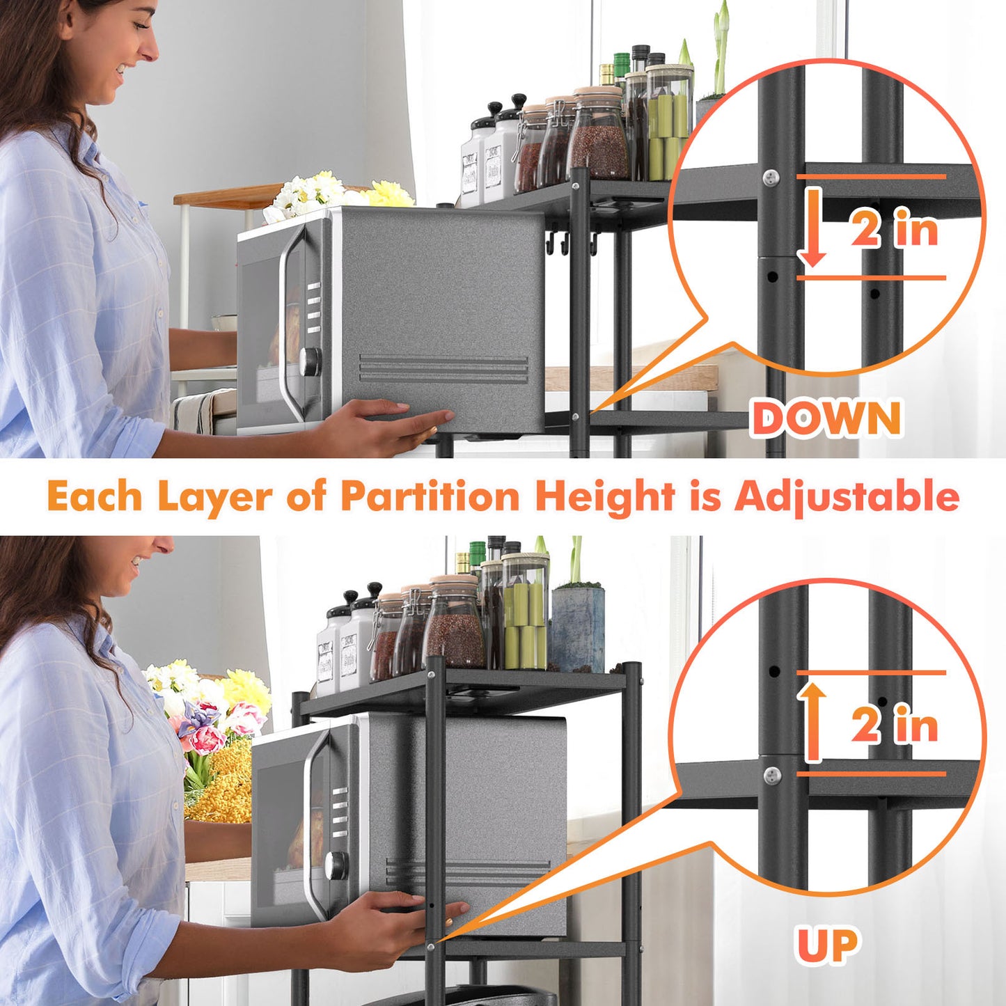 SpaceSaver® Heavy Duty Bakers Rack 4-Tier Free Standing Kitchen Storage Shelf Rack