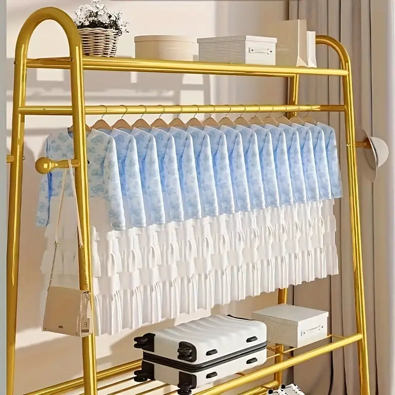 SpaceSaver® Gold Rack Metal Hook Shoes Clothes Rack Bedroom Room Furniture